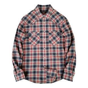 西里布美式复古夏季薄款全棉格子长袖男士衬衫咔叽休闲新品非rrl