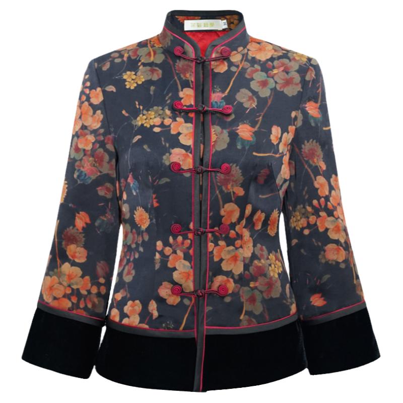 华族经典夹棉唐装上衣女士秋冬新款夹棉加厚对襟中式复古优雅旗袍