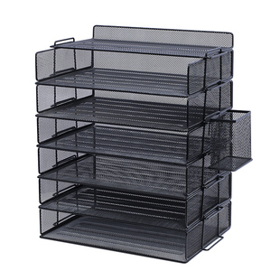 桌面文件架金属文件框办公收纳架铁质多层文件夹架收纳盒书架文件办公室书立档案架办公文具用品大全资料架子