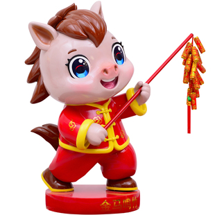 新年卡通生肖马玻璃钢雕塑商场景区酒店文旅美陈装饰户外马大摆件