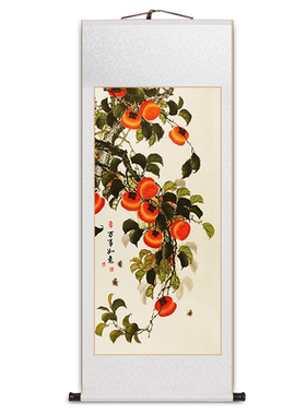葫芦图卷轴挂画五福临门玄关画