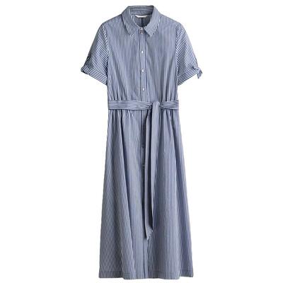 HM女装连衣裙2026春季新款休闲气质高级感短袖束腰衬衫裙1329327