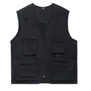 春秋款摄影马甲工装多口袋定制印绣字记者导演男女义工作服背心潮