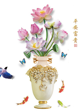 花瓶玄关3d立体视觉卧室墙贴画纸