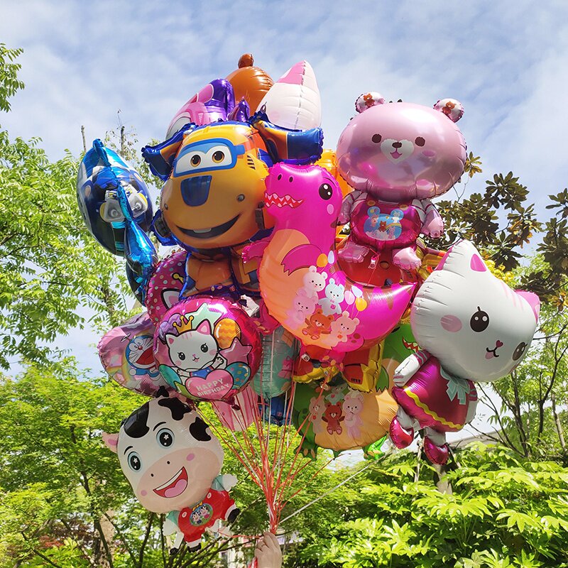 卡通气球飘空系绳子可以飞大号飞天氦气汽球地推夜市摆摊儿童铝膜