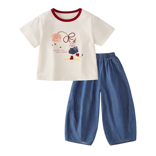 女童夏季套装大童运动风两件套儿童撞色衣服2026新款宝宝夏装女