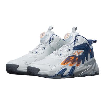 乔丹旋转按钮儿童篮球鞋皮面防水