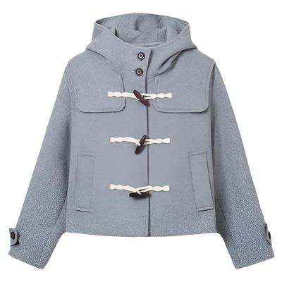 SPAO春季新品牛角扣毛呢外套