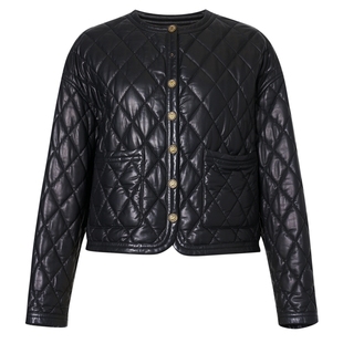 La Koradior拉珂蒂商场同款秋冬新款法式香风皮革外套保暖上衣女