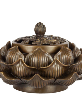 纯铜莲花香炉装饰品工艺品