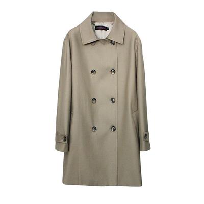 春秋简约双排扣短款风衣女大码