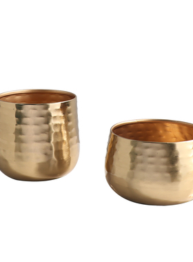 现代轻奢金属圆形花盆