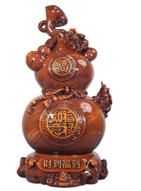 《财到福到大葫芦》客厅大堂电视机柜装饰摆件（直径28高50cm）YW