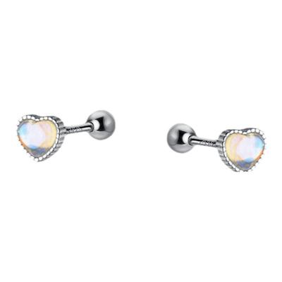 S925银合成琉璃爱心螺纹耳钉女