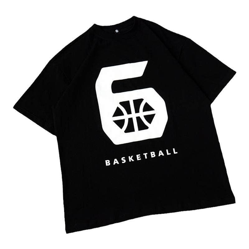 【第六区】BASKETBALL篮球系列高品质运动纯棉短袖夏季宽松T恤潮