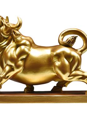 金牛摆件纯木牛转乾坤华尔街牛办公室店铺开业礼物公司前台工艺品