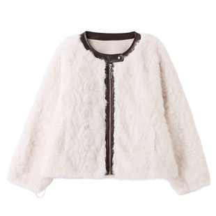 皮毛一体羊羔毛外套女短款2025冬季宽松显瘦百搭加厚环保皮草上衣