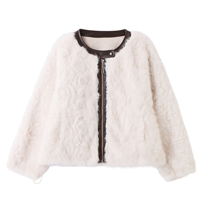 皮毛一体羊羔毛外套女短款