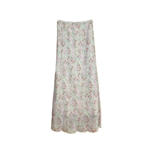 巨好看的粉色碎花半身裙长款女大码胖mm高腰包臀显瘦雪纺a字裙子