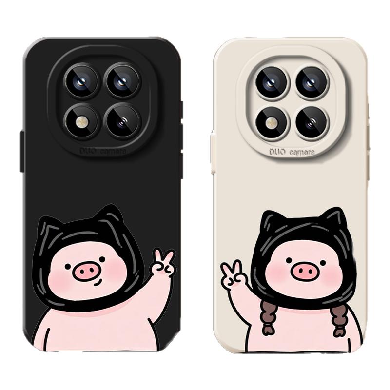 适用红米note14pro手机壳note12Tpro+猪猪情侣note13新款11卡通可爱10一对秀恩爱男女3硅胶软套turbo4pro防摔
