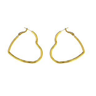 GGXR 金属车花夸张大爱心耳环无耳洞耳夹ins博主同款网红感轻奢