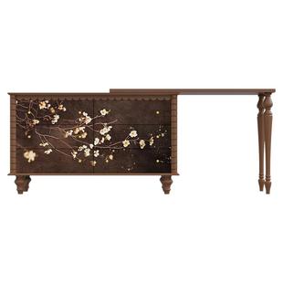 客厅靠墙储物柜中国风花卉六斗柜实木梳妆台搭台入户走廊装饰边柜