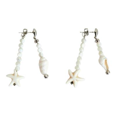 海岛少女贝壳海星925银吊坠耳环