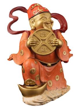 铜财神爷彩色摆件客厅工艺品大号
