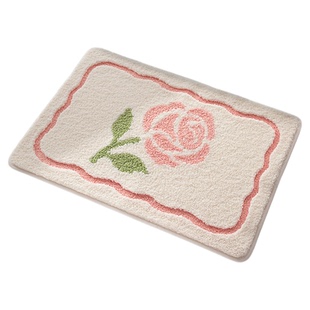 大江地垫浴室加厚吸水脚垫花卉植绒速干垫2026新款卫生间防滑地毯