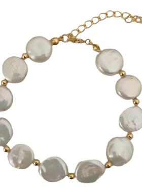 法式复古小众异形天然巴洛克纽扣珍珠手链女高级感轻奢气质手饰品