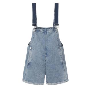 sdeer圣迪奥女装学院风插袋卷边牛仔背带短裤S24281002