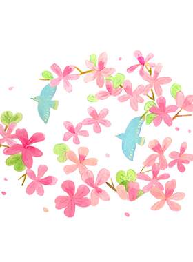 一朵苗原创春窗贴粉色花园静电贴