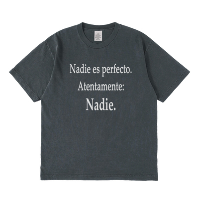 Nadie es perfecto短袖t恤夏季设计感小众情侣男女宽松圆领上衣