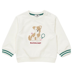 BLUEDOG 韩国蓝狗26SS春季长袖卡通小狗休闲圆领卫衣休闲风上衣