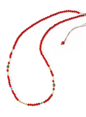 珞石天然石榴石和田玉锁骨链