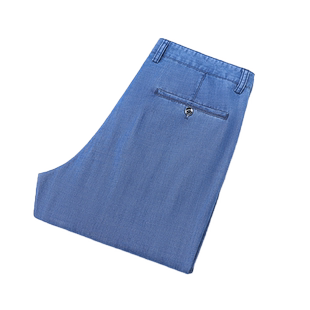 夏季薄款天丝中裤男宽松直筒七分牛仔短裤男款中青年休闲弹力马裤