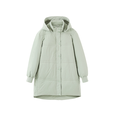 北欧时刻浅绿色白鸭绒羽绒服女冬季2025新款保暖抗风中长款厚外套