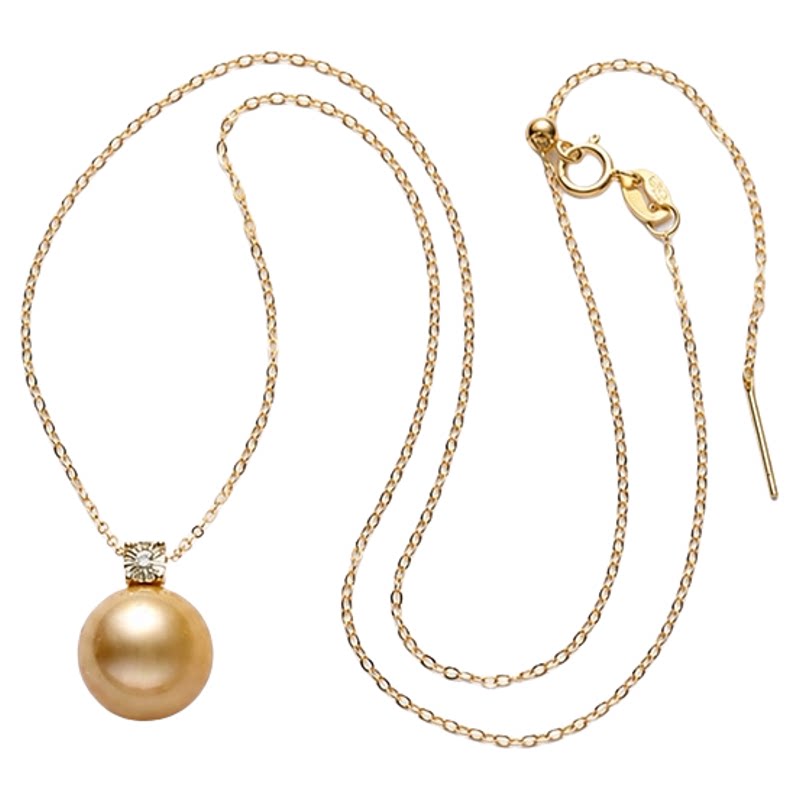 Dara/戴拉S925银南洋金珠10-11mm正圆海水珍珠戴妃真钻吊坠锁骨链