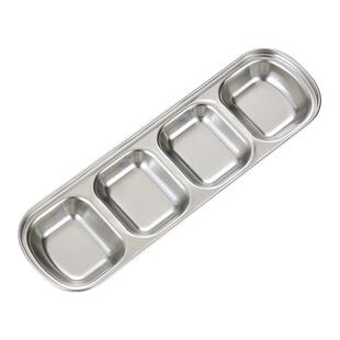 304不锈钢日韩火锅调料碟烤肉蘸料碟子小盘子两格三格金色韩式碟