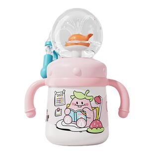 儿童水杯鲸鱼喷水杯宝宝吸管杯幼儿园家用杯婴儿喝水保温不锈钢杯