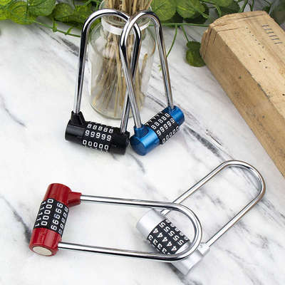 柜子锁柜门锁衣柜锁双开对开玻璃u型密码锁储物柜长锁免打孔挂锁