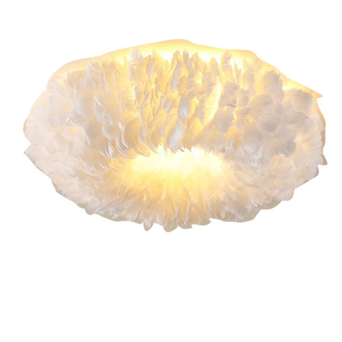 奶油风现代简约羽毛吸顶灯北欧网红爆款房间书房儿童房卧室吸顶灯