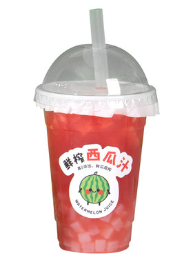 西瓜汁杯一次性带盖橙汁果汁杯