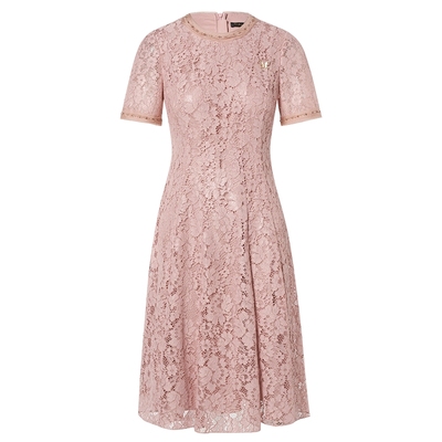 【商场同款】Lakoradior拉珂蒂显瘦夏季肌理刺绣蕾丝淑女连衣裙女