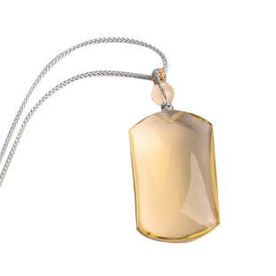 珍藏冰透体天然黄水晶无事牌吊坠男项链女方牌原石平安挂件礼物