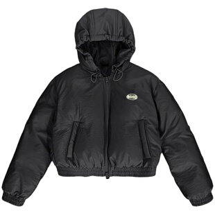 美好商店MeihaoStore主打显腿长的短款good刺绣基础连帽羽绒服