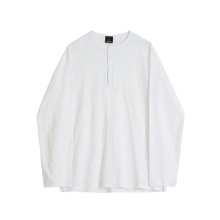 MRCYC慵懒风长袖T恤男秋季宽松休闲打底衫韩系潮流亨利领垂感上衣