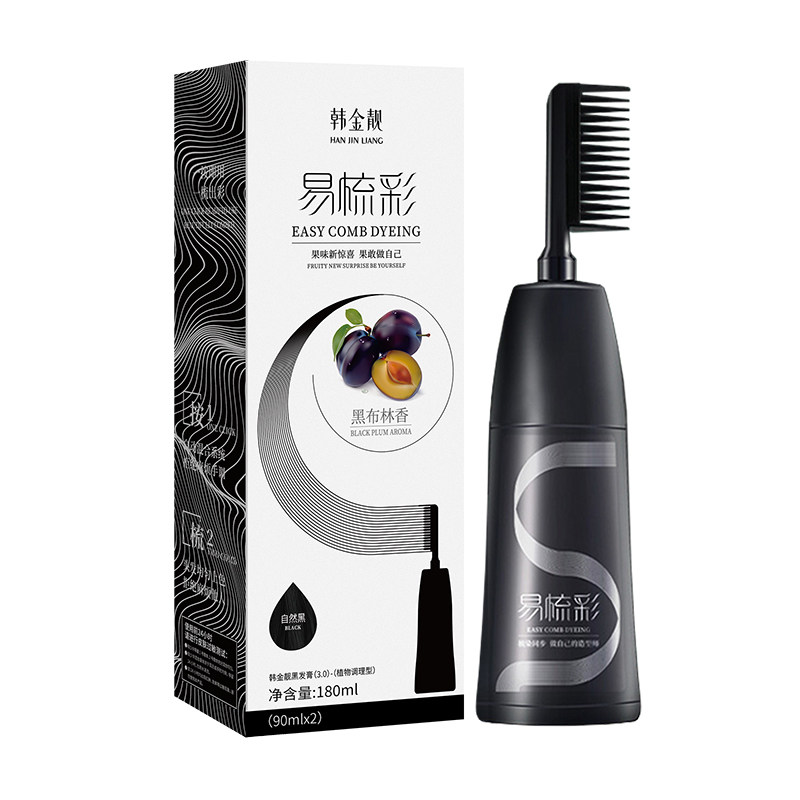 韩金靓旗舰正品易梳彩染发剂盖白