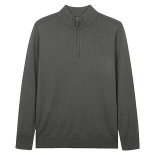 才子半高领纯羊毛针织衫男2025秋季新款休闲高端轻奢套头拉链毛衣