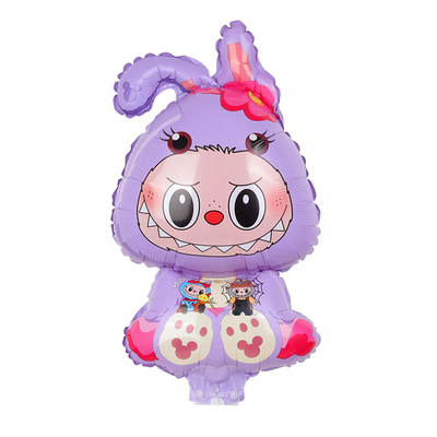 大号拉布布夹片气球棒带托杆泡泡玛特布置摆摊地推卡通儿童玩具